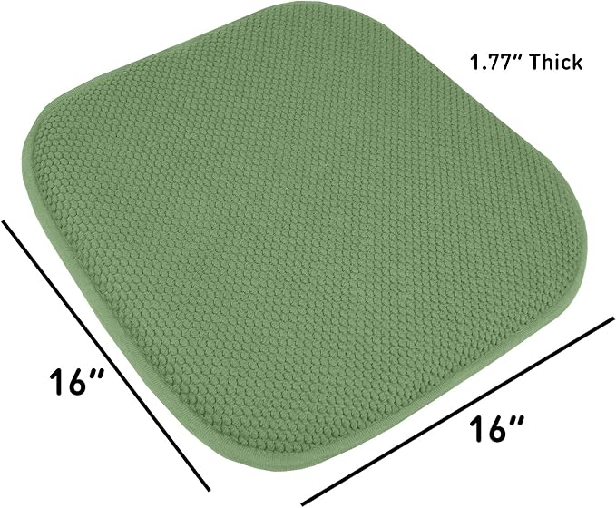 Sweet Home Collection Cushion Memory Foam Chair Pads Honeycomb Nonslip Back Seat Cover 16" x 16", 6 Pack, Green - Image 4