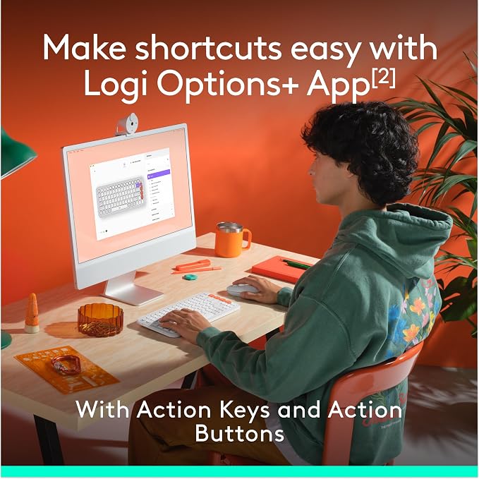 Logitech POP ICON Combo Wireless Bluetooth Keyboard and Mouse - White | Comfortable typing, programmable keys and buttons, quiet clicks, easy-switch up to 3 Bluetooth devices - Image 4