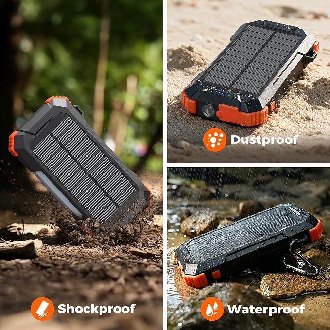 BLAVOR Solar Charger Power Bank Built-in Retractable USB-C Cable, 20000mAh Wireless Magnetic Portable Charger with Camping Light, Flashlight, 20W Fast Charging Battery Pack for Outdoor Camping Hiking - Image 6