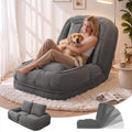 Human Dog Bed for Adults & Pets, 5-Position Adjustable Floor Chair, Convertible Lazy Sofa Bed with Metal Frame & 2 Pillows, Plush Gaming Lounge for Living Room Bedroom Office (Gray1) by XUWANSHANG