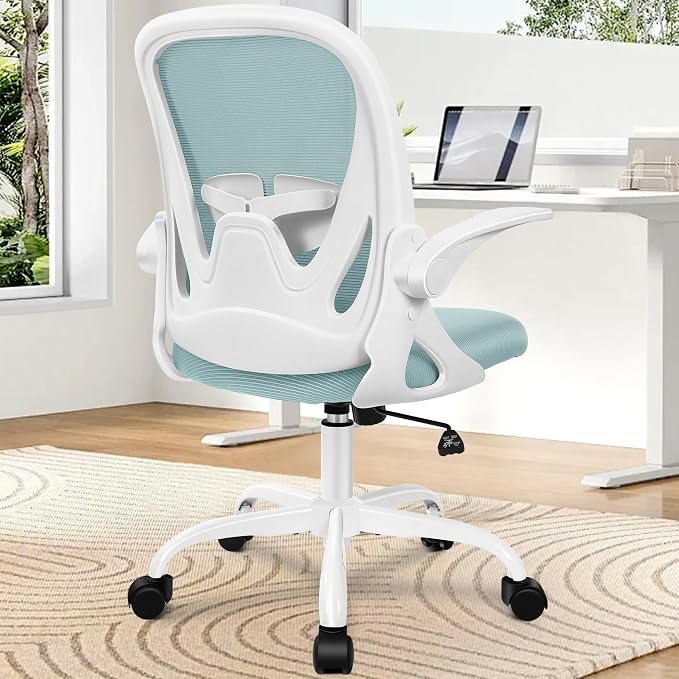 Office Chair Ergonomic Desk Chair with Adjustable Lumbar Support and Height, Swivel Breathable Desk Mesh Computer Chair with Flip up Armrests for Conference Room（Light Blue） - Image 2