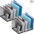 File Organizer for Desk, 5-Section Vertical File Sorter, Paper Holder Organizer Standing Metal File Folder for Office Home Classroom, Black 2 PACK by JMHUD