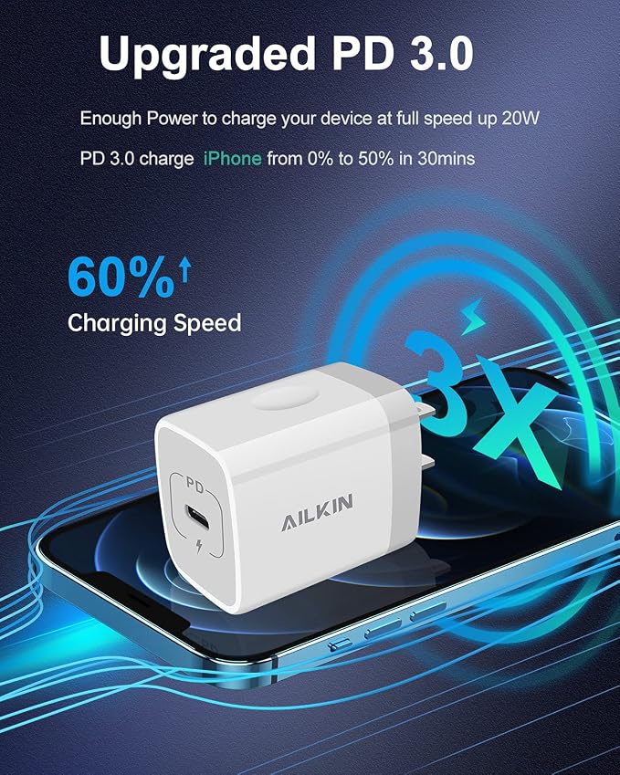 USB C Charger Block, 20W PD Wall Charger C Type Fast Charging Power Adapter | USB Plug Brick Cube Box Station for iPhone 17 16e 16 15 14 13 Pro Max 13 Mini Pro Max Apple USBC Outlet Typec Port Connector - Image 2