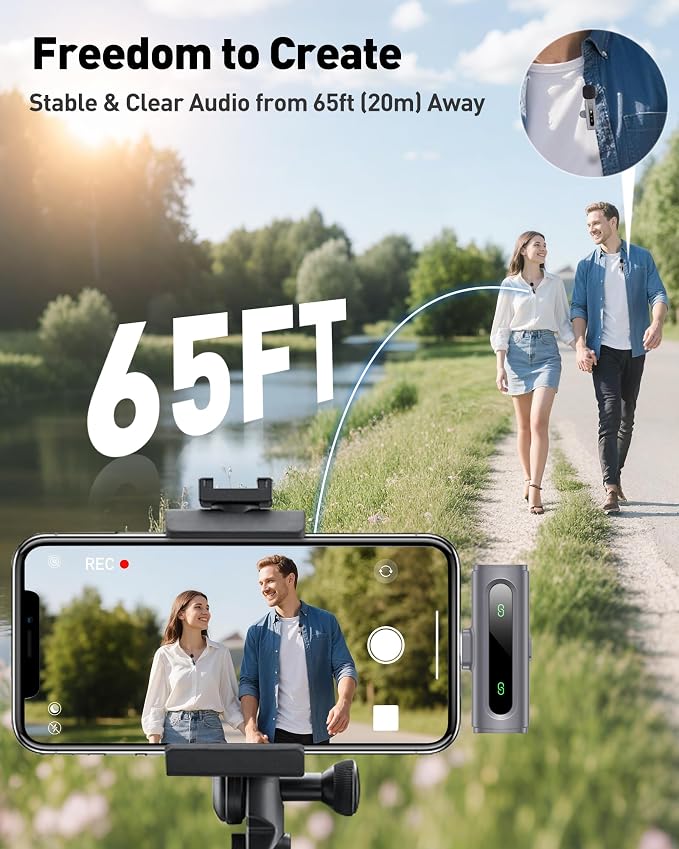 USB C Lavalier Microphone Wireless Mini Mic for Type-C Android Phone/Tablet/PC Video Recording Clip-on Mics with Rotatable Clip&Denoise Recording, Ideal for Vlog Tiktok Youtube Content Creator, Gray - Image 7