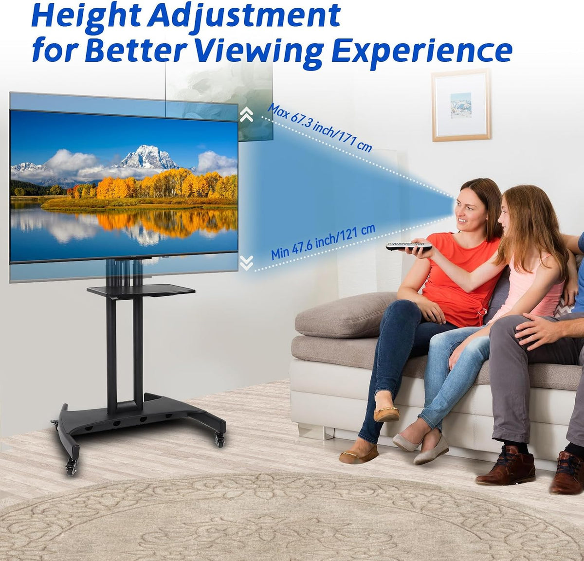 Mobile TV Cart with Wheels, Outdoor TV Stand, Heavy Duty Rolling TV Stand - Image 5