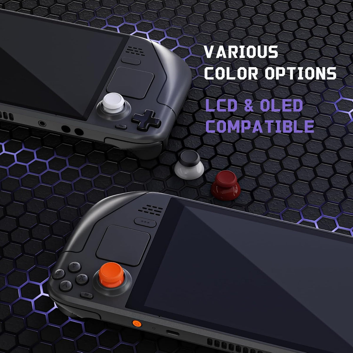 eXtremeRate Replacement Thumbsticks for Steam Deck LCD & OLED, Custom Analog Stick Joystick Repair Kit with Original Touch Sensing, Anti-Slip Textured Grip for Steam Deck Handheld Console - Black Gray - Image 5