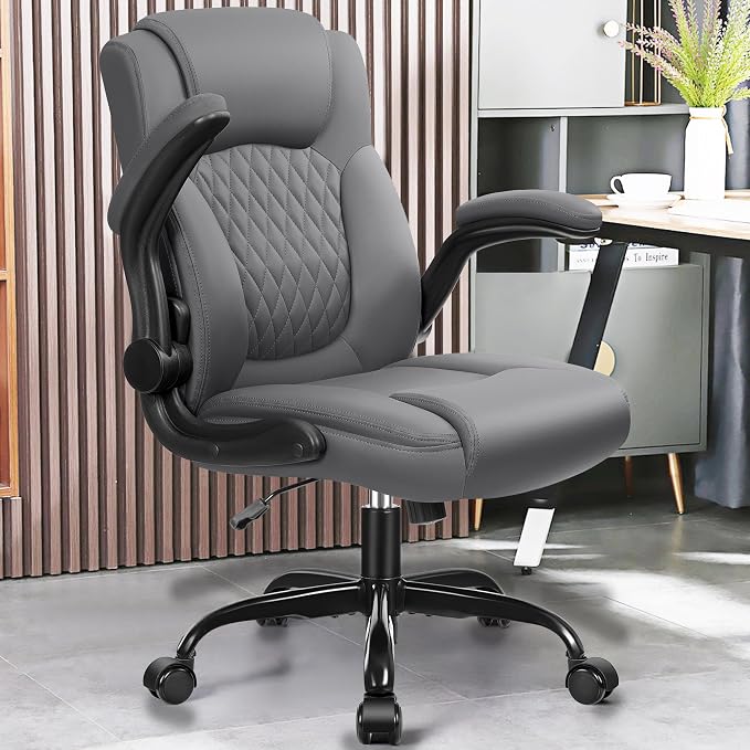 Leather Office Chair, PU Home Computer Desk Chairs with Ergonomic Back Support, 360°Swivel Free，Small Gaming Chair with Wheels and Adjustable Armrests, for Short People Use - Image 2