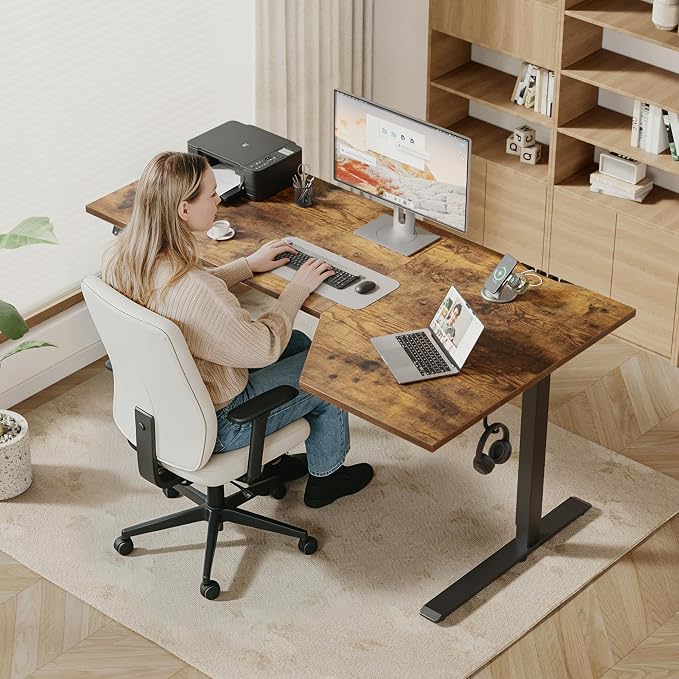 Klicelor L Shaped Standing Desk 63 x 35.4 Inch, Electric Height Adjustable Corner Desk for Home Office Workstation, Ergonomic Sit Stand Computer Table with Memory Controller, Rustic Brown - Image 2
