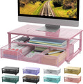 gianotter Computer Monitor Stand Riser with Drawer | Desk Organizers and Accessories Desk Accessories & Workspace Desktop Organizers Storage for Printer Stand (Pink) by gianotter