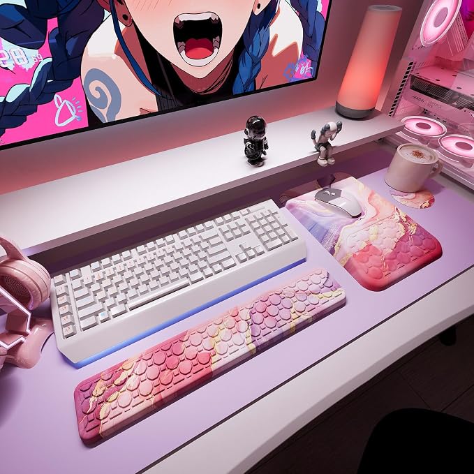Ospelelf Ergonomic Mouse Pad and Keyboard Wrist Rest Support, Wrist Rest for Computer Keyboard, Office, Gaming, Pink - Image 7
