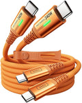 INIU 240W USB C to USB C Cable, [6.6ft+6.6ft] Fast Charging Type C, Orange | Nylon Braided, Fast Charging, LED Indicator, USB-C Data Transfer, for iPhone 17 16 Pro, MacBook Pro, iPad, Samsung S26 etc by INIU