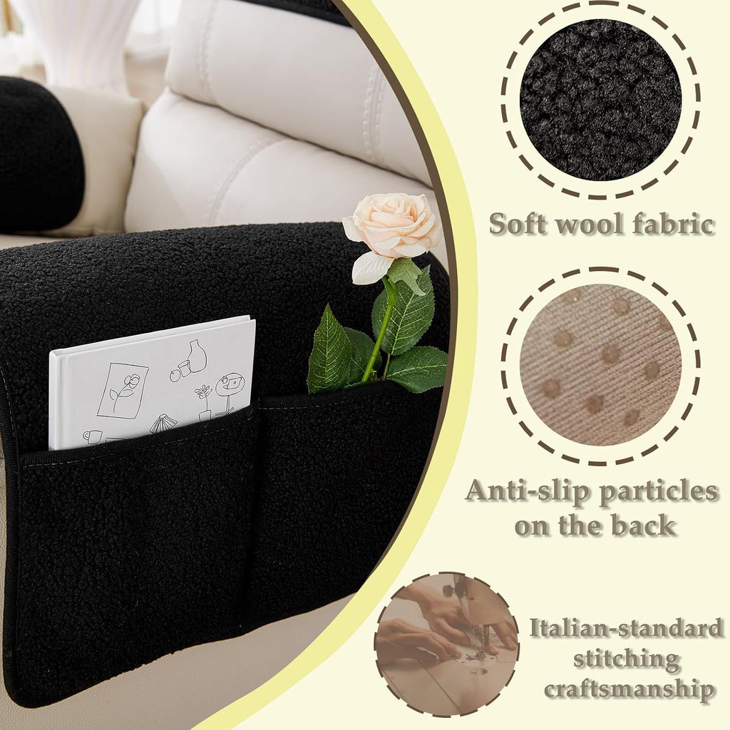 Armrest Covers for Recliner set of 3 Couch Arm Covers with Pockets for Sofa - Image 4