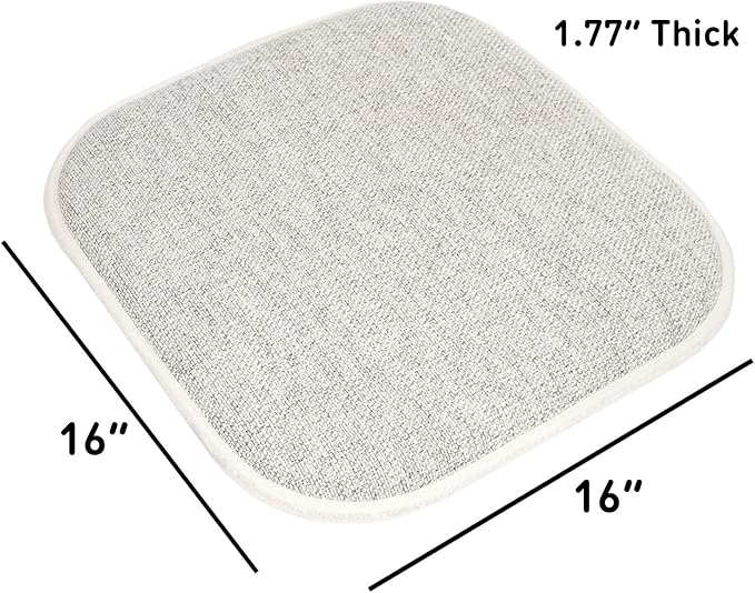 Sweet Home Collection Chair Cushion Memory Foam Pads Honeycomb Pattern Slip Non Skid Rubber Back Rounded Square 16" x 16" Seat Cover, 2 Pack, Alexis Cream/Brown - Image 4