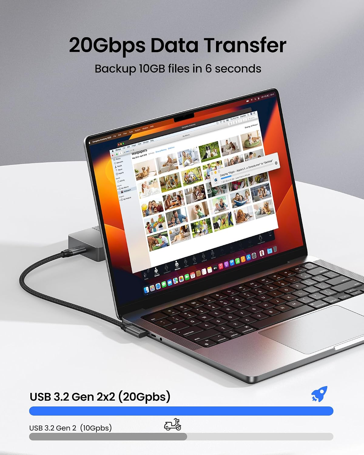Silkland USB C Monitor Cable Right Angle 6.6FT, 8K@30Hz 5K/4K@60Hz Display - Image 5