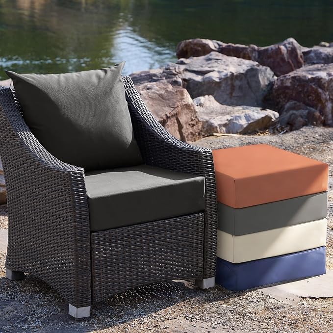 Outdoor Cushions for Patio Furniture, Outdoor Seat Cushion Set 24 x 24 x 4 Inch, Waterproof & Fade Resistant Outdoor Chair Cushions, Deep Patio Chair Cushion with Removable Cover, Dark Grey - Image 8