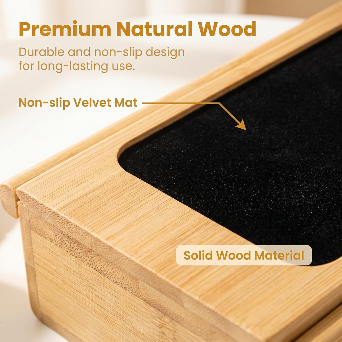 Foldable Sofa Couch Armrest Tray Wooden Anti-Slip with Phone Holder - Image 6