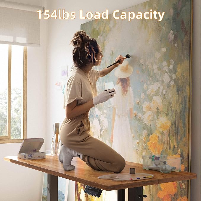 YIHAYO Low Height Adjustable Desk, Lifts 18.1-28.3 Inches, Electric Standing Desk for Short People, 60 x 24 Inches Computer Table with Splice Board for Home Office, Rustic Brown - Image 6
