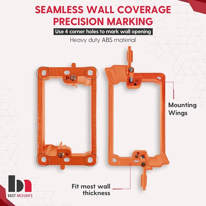2 Pack Wall Plate Cable Pass Through with Bracket - In Wall Cable Management Kit - Recessed Cable Wall Plate Pair with Single Gang Low Voltage Mounting Bracket - Decorator Cover for Low Voltage Cables - Image 3