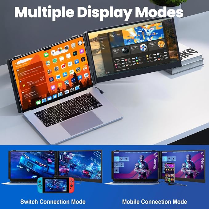 14.2" Laptop Screen Extender, 1.3lbs Ultra-Light Laptop Monitor Extender Dual Screen with 1080P FHD IPS, USB-C/HDMI Plug n Play Portable Monitor for Laptops 13-17" (Win/Mac/Chrome/Android) - Image 5