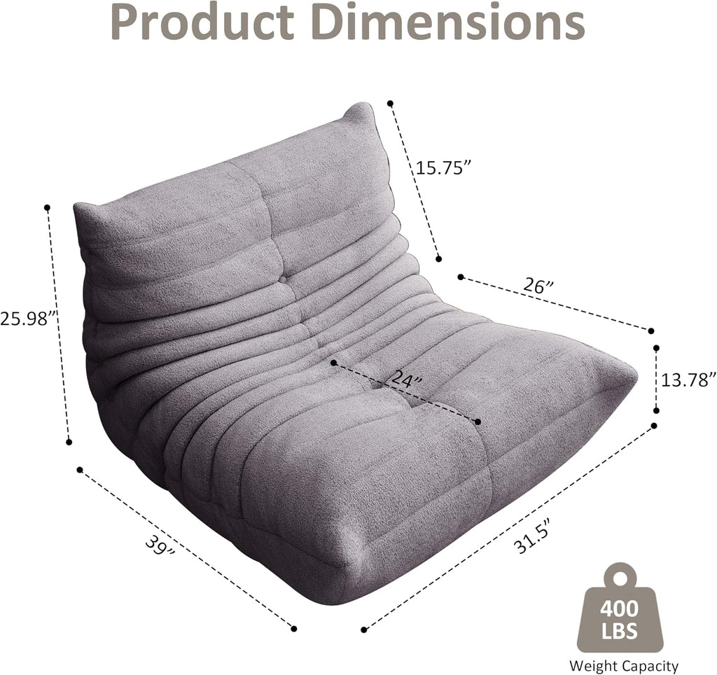 Giant Bean Bag Chair for Adults,Comfy Lazy Fireside Accent Chair with Memory Foam,Cozy Single Floor Sofa Couch Boneless Chaise Lounge for Living Room Bedroom Gaming Room(Gary,1Seater) - Image 2