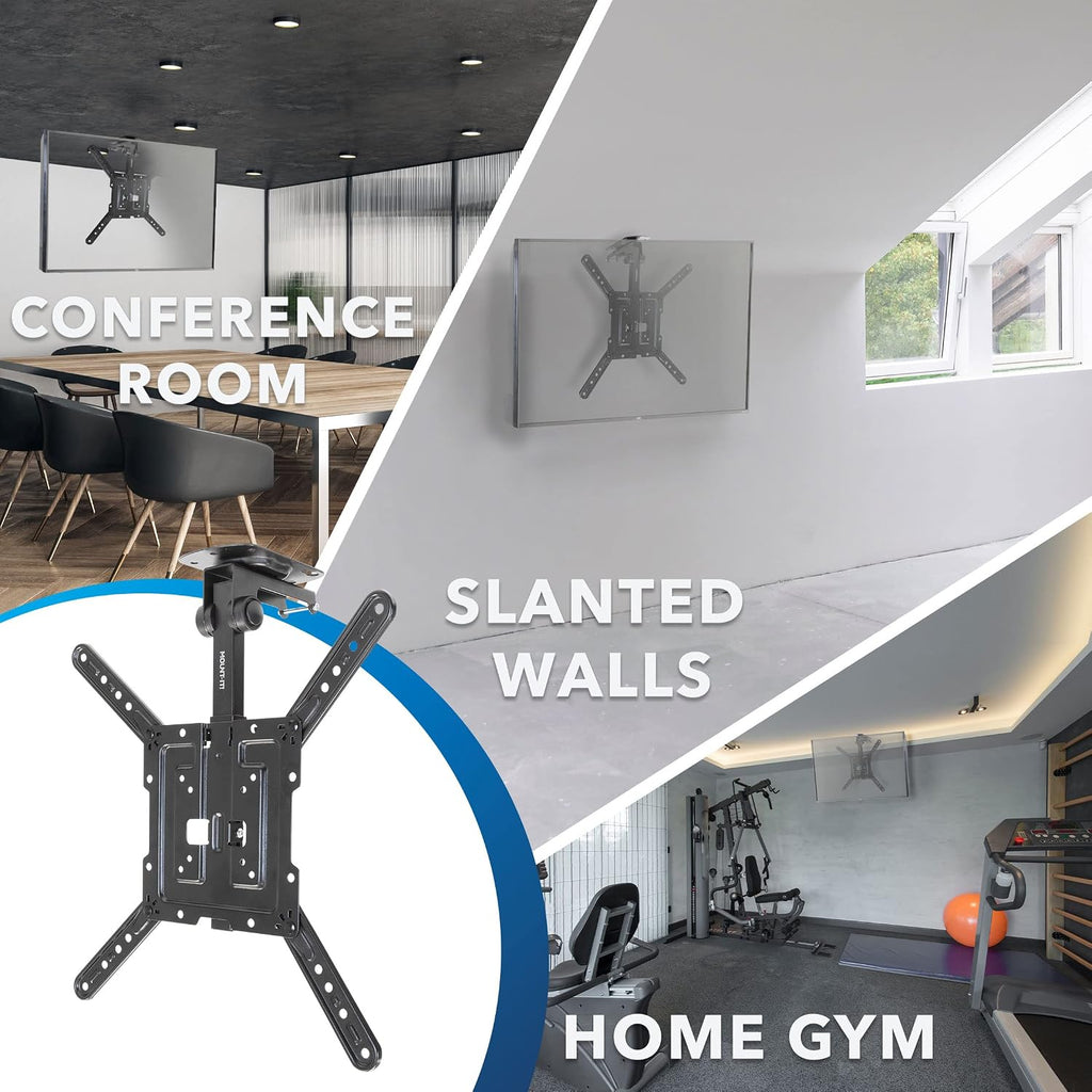 Mount-It! Fold-Up Ceiling TV Mount for 23–55 Inch TVs, Space-Saving Flip Down Bracket for Flat & Slanted Ceilings, Retractable Adjustable Tilt & Swivel Mount, VESA up to 400x400, 44 lbs Capacity - Image 4