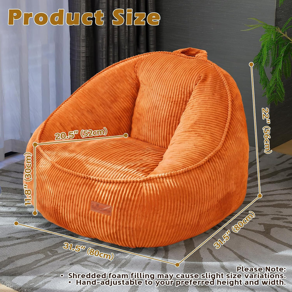 Bean Bag Chair, Cozy Fluffy Beanbag Chairs with Filler for Teens and Kids, Floor Lazy Sofa for Living Room Gaming & Reading (S-Burnt Orange) - Image 2