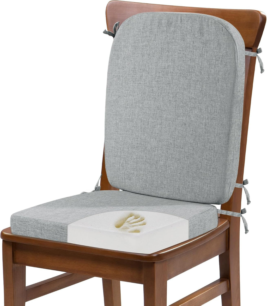 HOMBYS Kitchen Chair Back Cushion & Seat Cushion, Dining Room Chair Cushions,Seat Cushions for Kitchen Chairs,High Density Foam Seat Pad & Backrest,Chair Pads for Dinning Chair with Elastic Bands,grey by HOMBYS