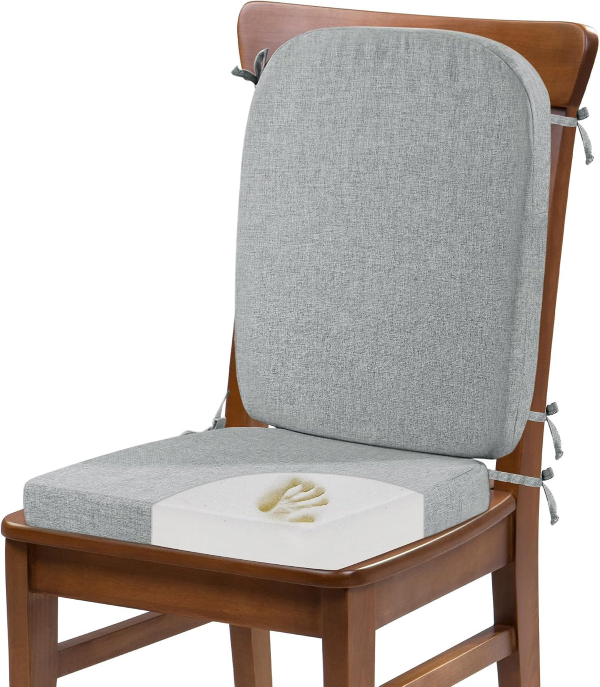 HOMBYS Kitchen Chair Back Cushion & Seat Cushion, Dining Room Chair Cushions,Seat Cushions for Kitchen Chairs,High Density Foam Seat Pad & Backrest,Chair Pads for Dinning Chair with Elastic Bands,grey by HOMBYS