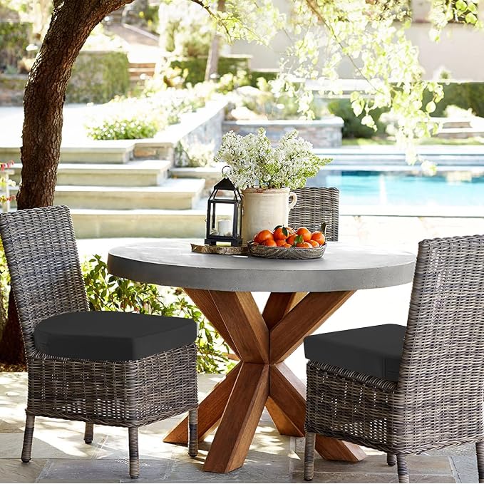 idee-home Outdoor Chair Cushions Set of 4, 17 x 17 Outdoor Seat Cushions | Patio Chair Cushions for Outdoor Furniture Waterproof with Ties, Outdoor Seat Cushion, Patio Chair Pads Dining Chair - Image 5