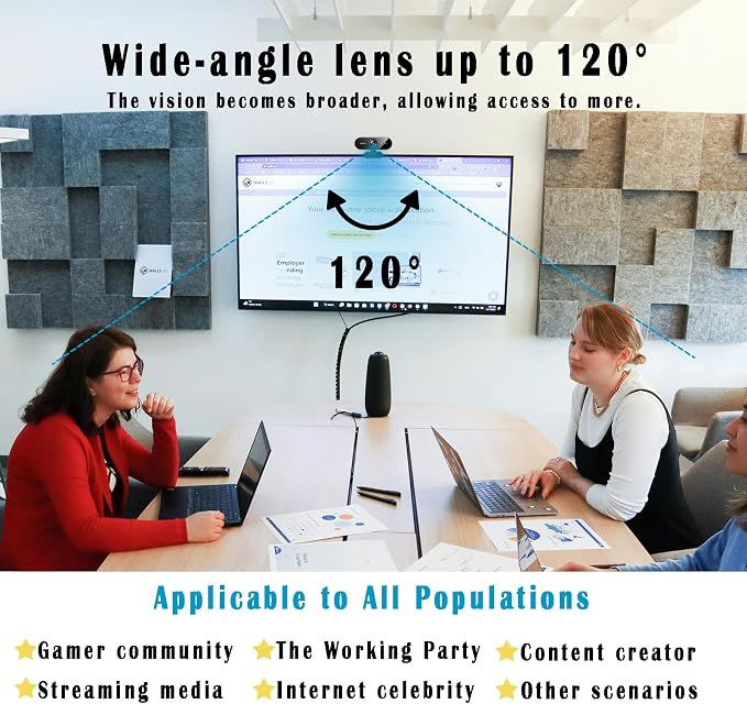 2K Webcam for PC/Laptop, USB Webcam with Microphone, Noise Cancellation, Support Beauty, Plug & Play with Auto Light Correction for Video Calls, Live Streaming Gaming & Online Meetings - Image 5