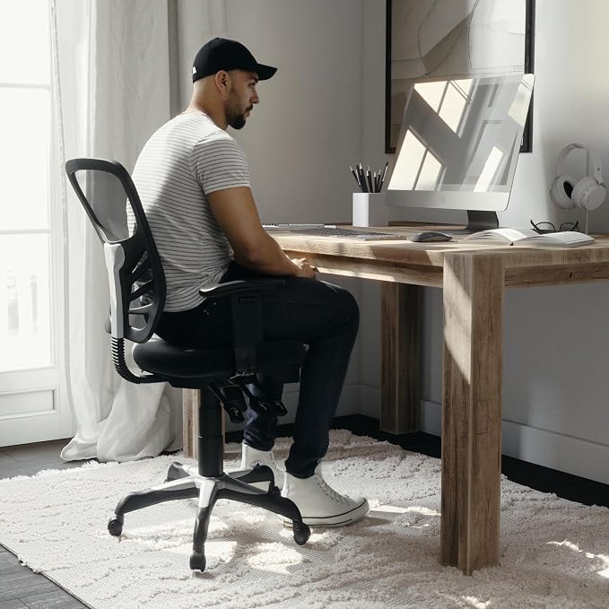 Flash Furniture Mid-Back Black Mesh Multifunction Executive Swivel Ergonomic Office Chair with Adjustable Arms - Image 8