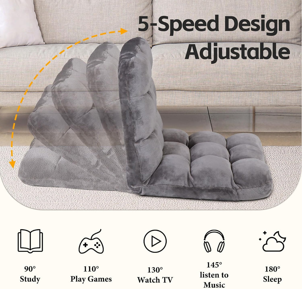 SUPER DEAL 14-Position Folding Floor Chair Gaming Sofa Cushioned Padded Reclining Bed Lounge Couch Seating for Comfy Reading, Reading, Gaming, Relaxing, Watching TV - Image 6