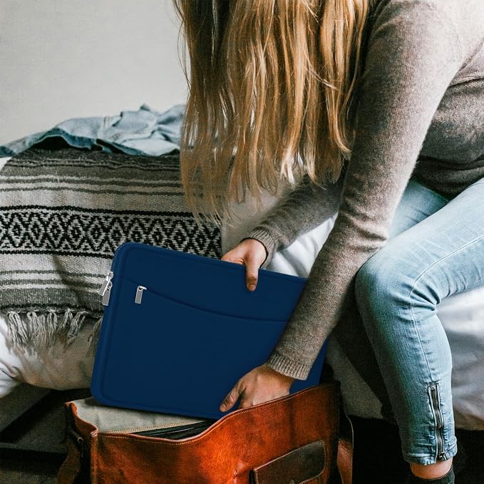 Laptop Sleeve 15.6 inch, Shockproof Protective Laptop Cover Briefcase Carrying Bag with Accessory Pocket, Portable Computer Case Compatible with MacBook, HP, Dell, Lenovo, Asus, Blue - Image 6