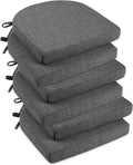 downluxe Indoor Chair Cushions for Dining Chairs, Soft and Comfortable Textured Foam Kitchen Chair Pads with Ties and Non-Slip Backing, 16" x 16" x 2", Dark Grey, 6 Pack by Downluxe