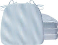 AAAAAcessories D-Shaped Chair Cushions, 2" Thick Dining Chair Pads with Ties and Removable, Machine-Washable Cover, 17" x 16", Set of 4, Pinstripe Blue by AAAAAcessories