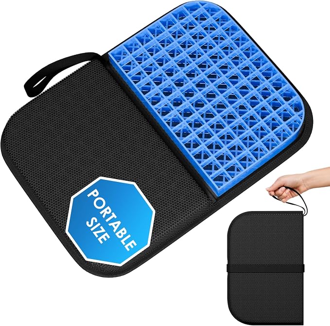 WISIMMALL Gel Seat Cushion Portable Travel Cushions, 16.5" x 12" Large Size Super Thick Foldable Chair Seat Cushion Lightweight for Car Office Chair Wheelchair, Pressure Sores Tailbone Pain Relief by WISIMMALL