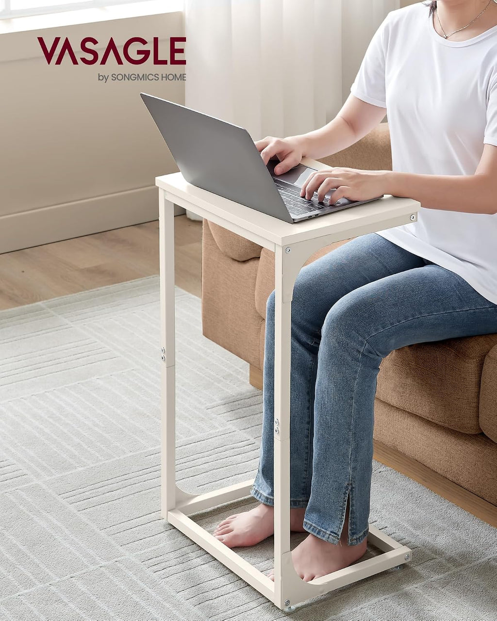 VASAGLE C-Shaped End Table, Couch Side Table for Sofa with Metal Frame - Image 4