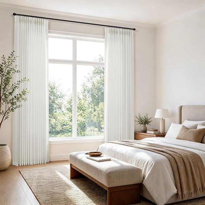 Hokibero Ivory Pinch Pleated Linen Curtains 120 Inch Long for Living Room | White Light Filtering Semi Sheer Curtain,Back Tab Hooks Rings,Farmhouse Textured Privacy Drapes for Bedroom Window,2 Panels - Image 7