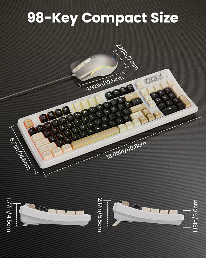 SABLUTE Gaming Keyboard and Mouse, Quiet Membrane with RGB Backlit, White | PC Gaming Keyboard with Multimedia Knob, Anti-Ghosting, Ergonomic Wrist Rest & 3200 DPI Mouse for Gamer/Office - Image 8