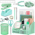 13-in-1 Office Desk Organizer Set for Back to School Supplies Accessories | Organizer Set with Stapler and Tape Dispenser, Pen Holder, Scissors, Ruler, Hole Punch, 2 Pens & More Desk Supplies by SYMDROMIA