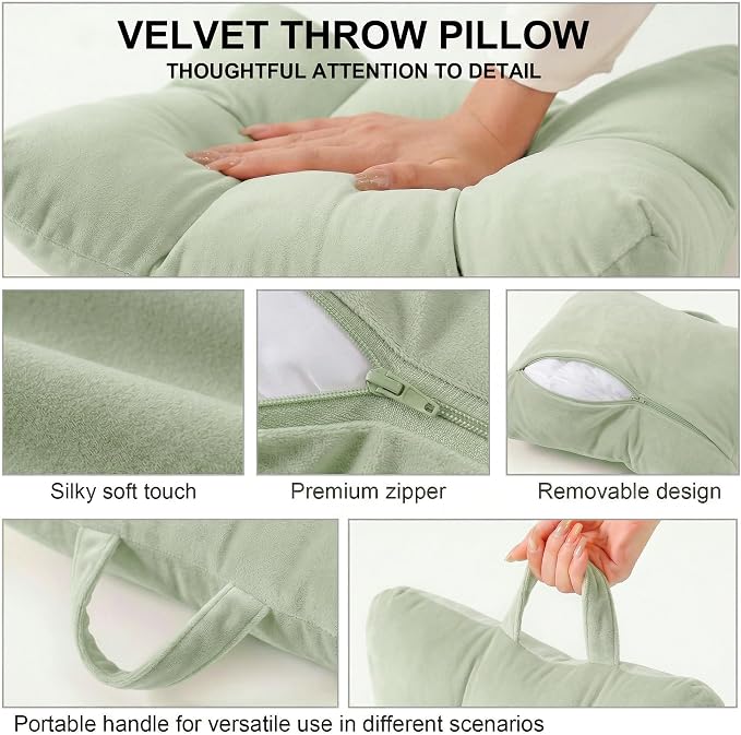 Lumbar Support Pillow for Office Chair and Car Seat, Celadon Green | Ergonomic 3-zone back cushion with a removable, washable corduroy cover for comfortable sitting on sofas and recliners - Image 6