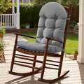 Rocking Chair Cushions, Indoor/Outdoor Adirondack Chair Cushion, Waterproof and Fade-Resistant Rocking Chairs Pads, Non-Slip Tufted High Back Patio Chairs Cushion with Ties, 44x19x4 Inch, Light Grey by Aegisun