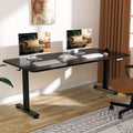 Veken 63 Inch Electric Standing Desk, Adjustable Height Office Desk with Wood Desktop, Computer Table for Home Work, Study and Gaming, Small Spaces, Modern Furniture, Black by Veken