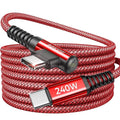 AINOPE 240W USB C to USB C Cable Fast Charging 15FT,Right Angle Fast Type C Charging Cable Fits iPhone 16 Pro Max Plus,iPhone 15,MacBook Air/Pro,iPad Pro,Samsung,Pixel,All Devices, Red, 1 Pack by AINOPE10yearsforphoneaccessories