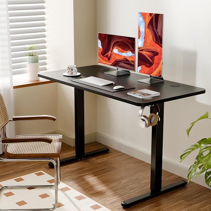 47"x24" Standing Desk, Height Adjustable Sit-Stand Home Office, Black | Electric Adjustable Standing Desk, Sit to Stand Computer Office Desk with Splice Board, Memory Preset, Lifts 28.7''-46.5" - Image 2