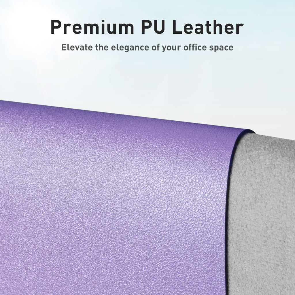 Aothia Faux Leather Desk Mat Mouse Pad, 47.2" x 23.6", Light Purple - Image 9