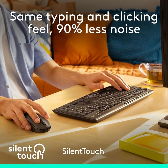 Logitech MK295 Full Size Silent Wireless Keyboard Mouse Combo - Graphite | Full size keyboard with SilentTouch technology, compact ambidextrous mouse with silent click switches, Windows compatible - Image 3