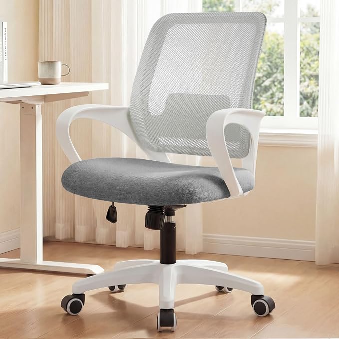 NEO CHAIR Home Office Desk Chair Ergonomic Mesh with Lumbar Support, Grey | Comfortable Mesh Support, Adjustable Height, 360° Swivel and Smooth Casters Designed for Long Hours of Work or Study by NEOCHAIR