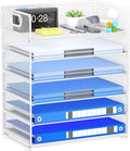 Paper Organizer for Desk with Handle, 6-Tier | Metal Mesh File Organizer, Stackable Letter Tray for Office Documents & Stationery Storage by Kinkota