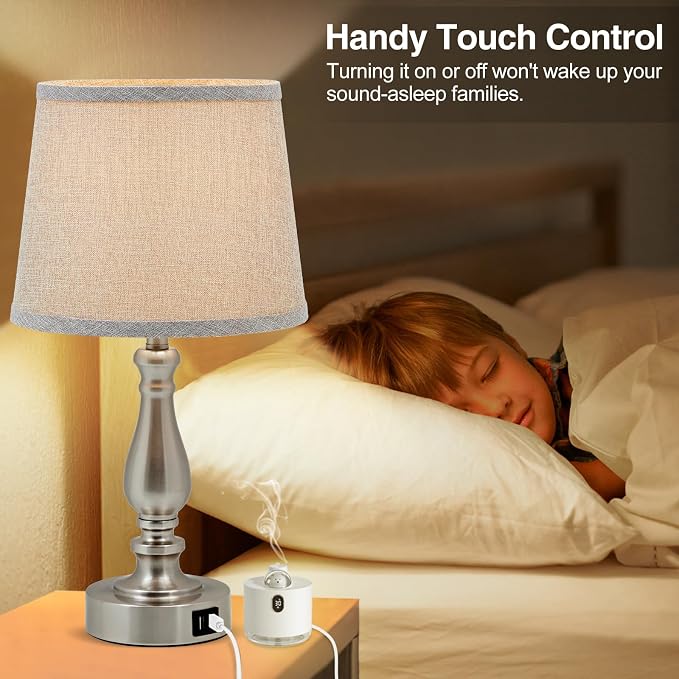 EJIAXIN Table Lamps for Bedroom Set of 2,Dimmable Touch Bedside Lamps with Dual USB A+C Ports - Nightstand Lamp for End Table Modern Night Stand Lamps for Living Room Guest Room - Image 5